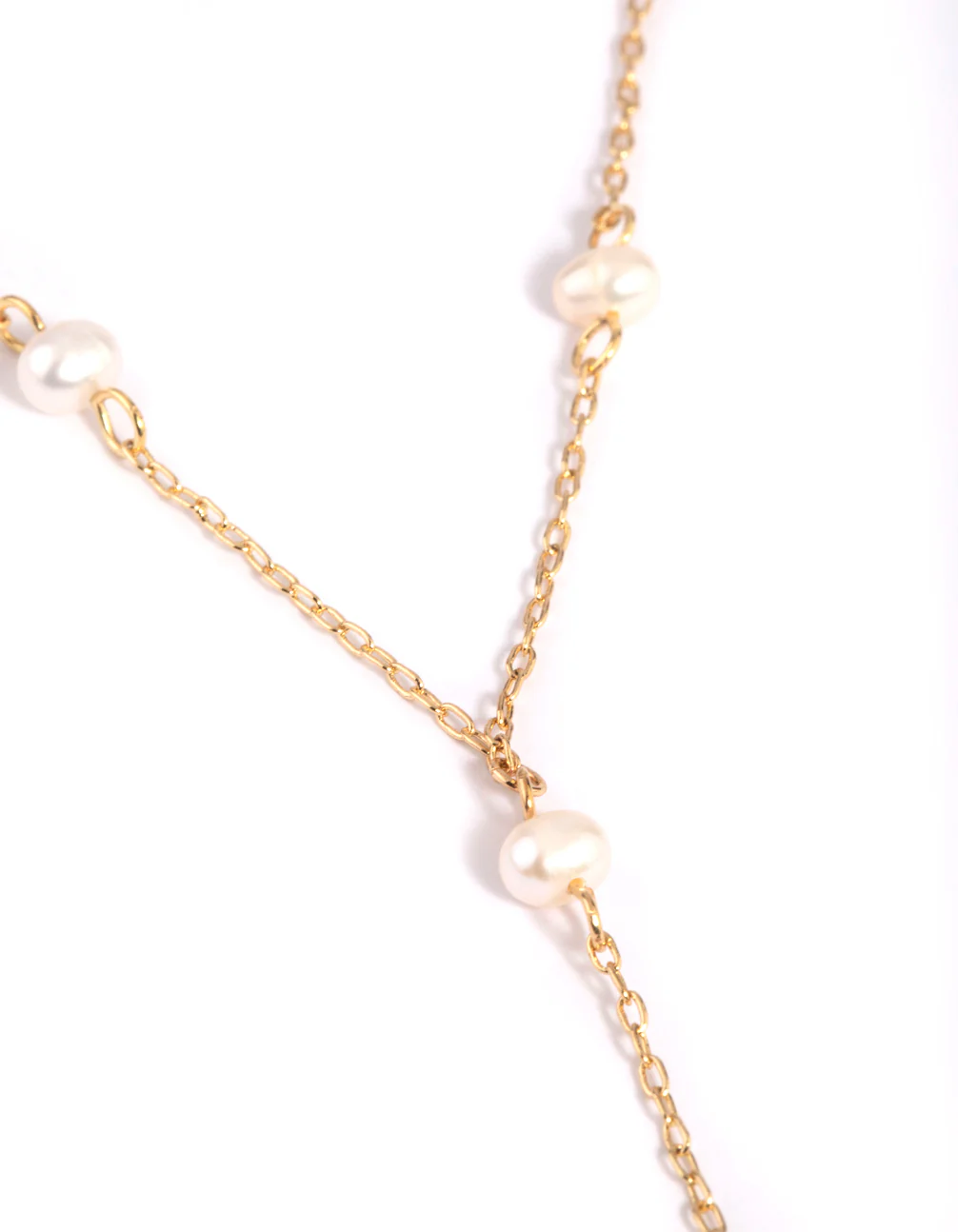 Gold Plated Freshwater Pearl Lariat Necklace - Image 4