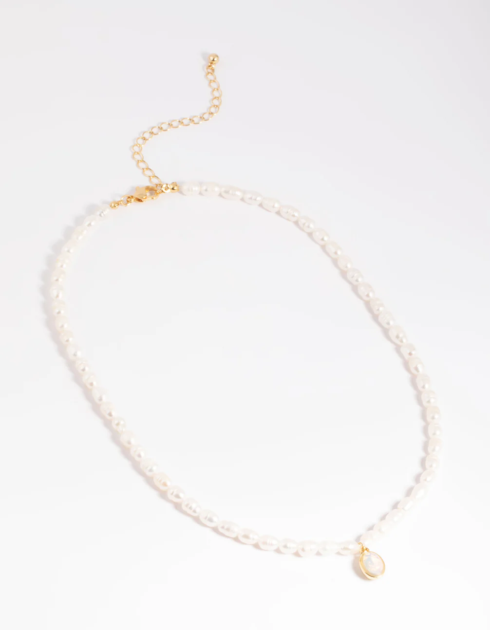 Gold Plated Freshwater Pearl Oval Drop Necklace - Image 3