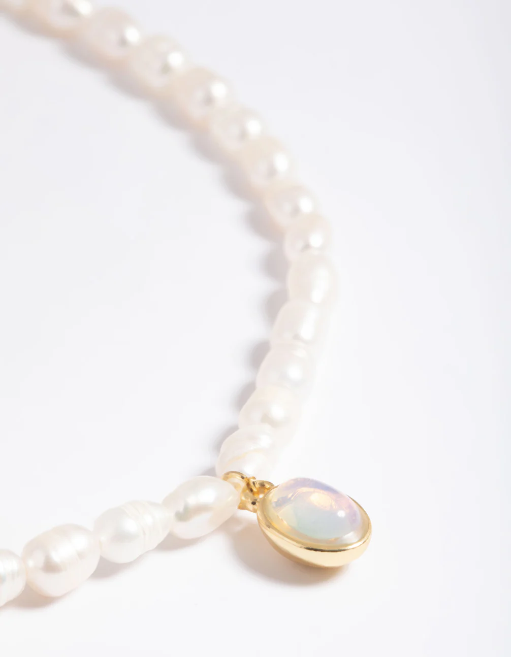 Gold Plated Freshwater Pearl Oval Drop Necklace - Image 4