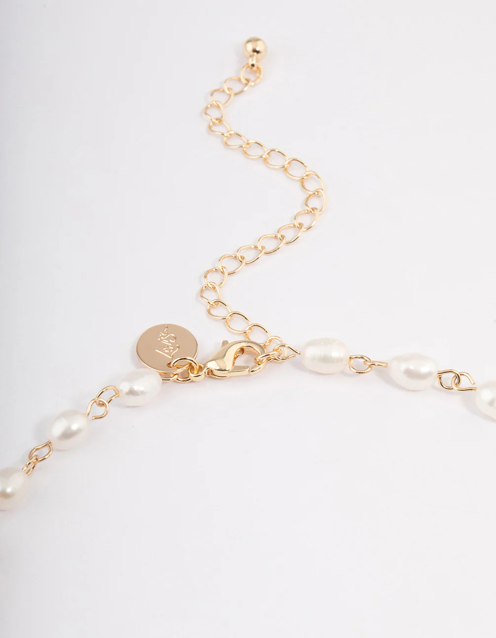 Gold Plated Freshwater Pearl Station Drop Necklace - Image 3