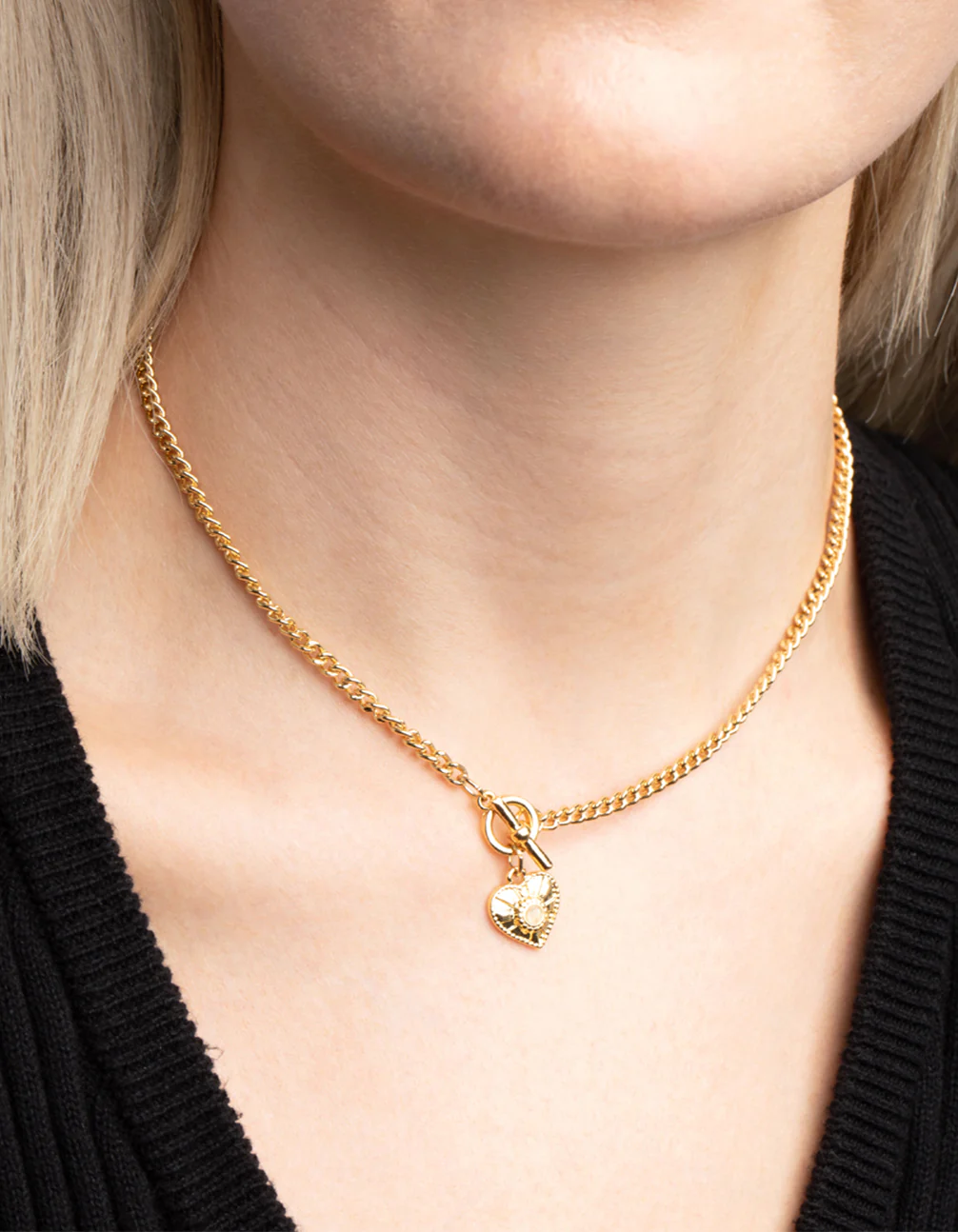 Gold Plated Heart Fob Necklace - Image 2