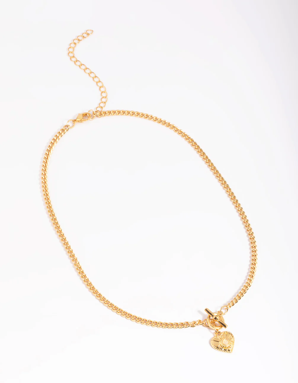 Gold Plated Heart Fob Necklace - Image 3