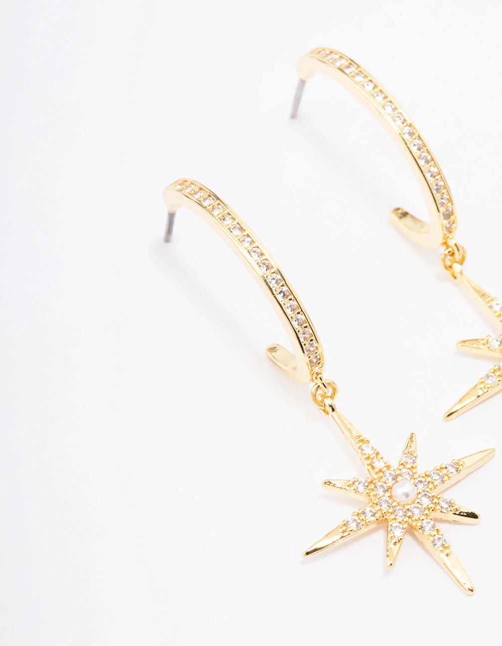 Gold Plated Long Celestial Drop Earrings - Image 2