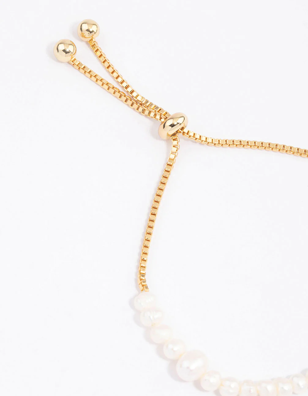 Gold Plated Large Station Full Freshwater Pearl Bracelet - Image 2