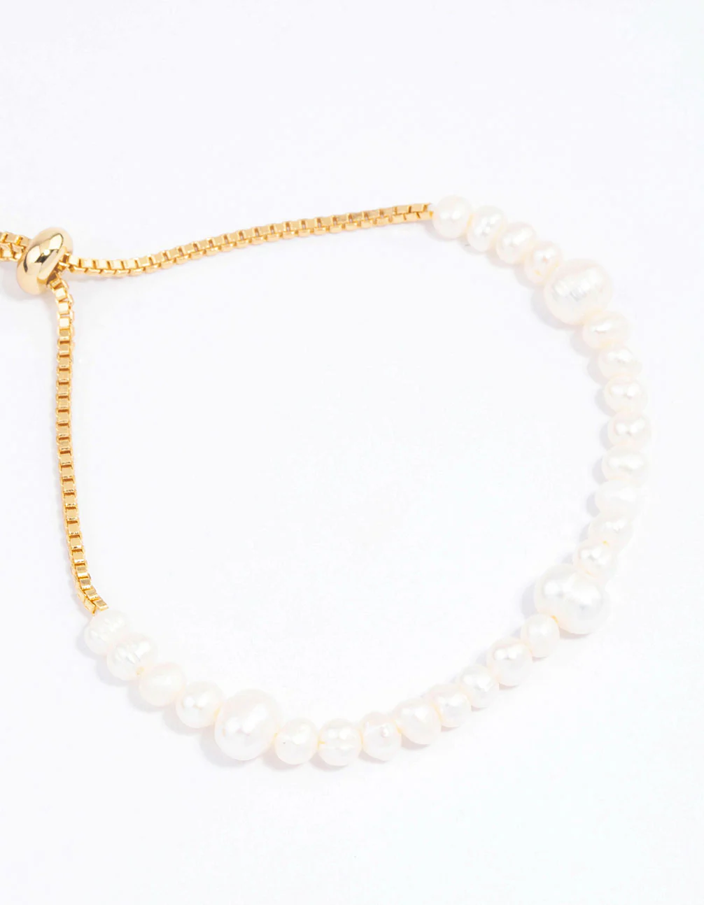 Gold Plated Large Station Full Freshwater Pearl Bracelet - Image 3