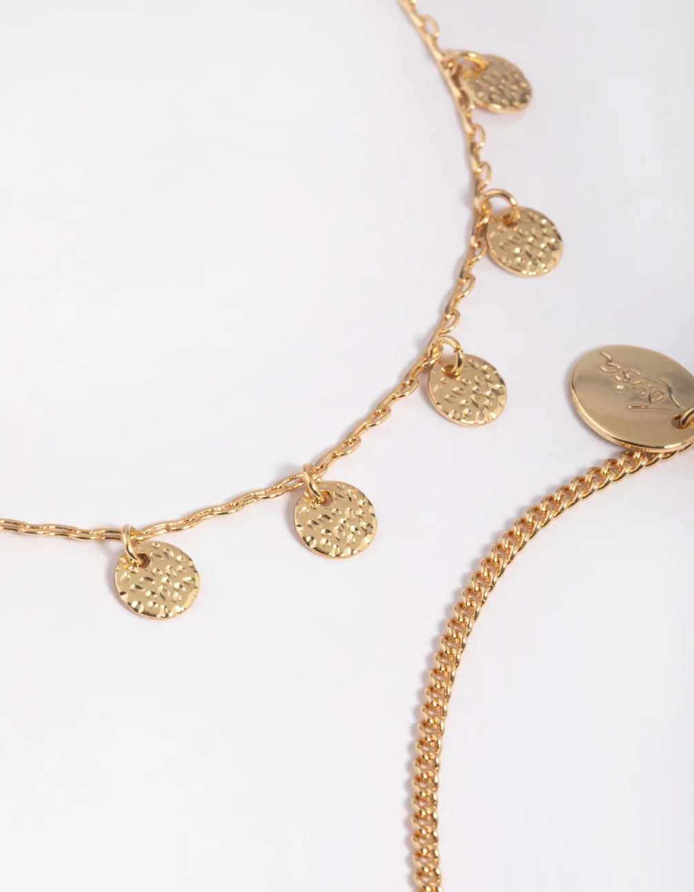 Gold Plated Molten Disc Anklet Set - Image 2