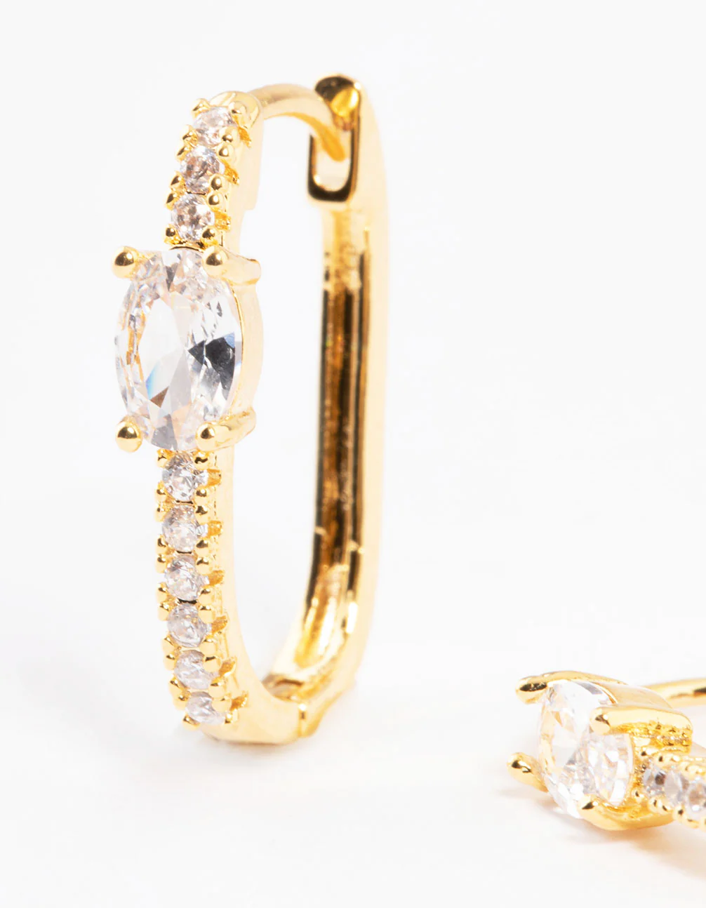 Gold Plated Cubic Zirconia Huggie Earrings - Image 2