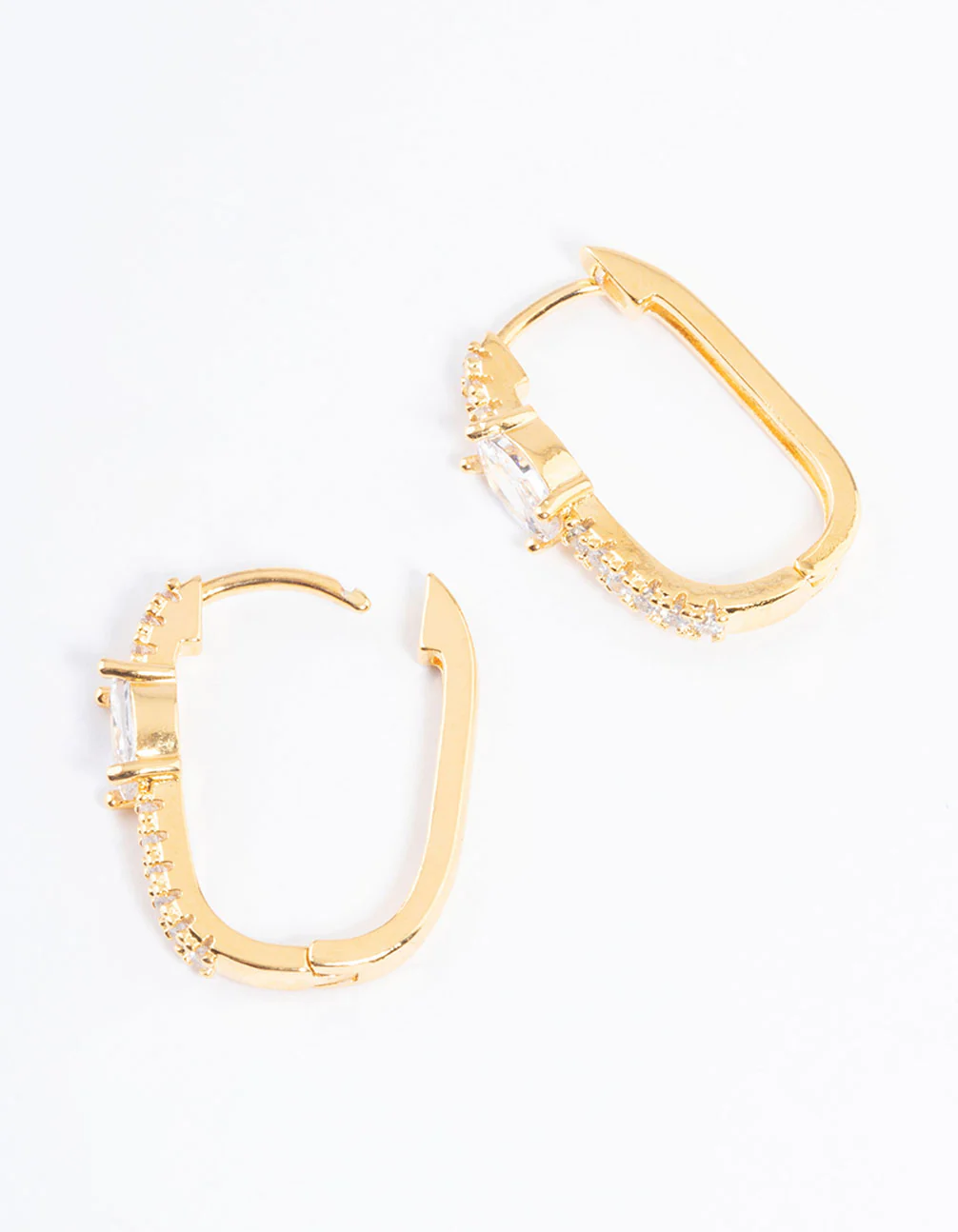 Gold Plated Cubic Zirconia Huggie Earrings - Image 3