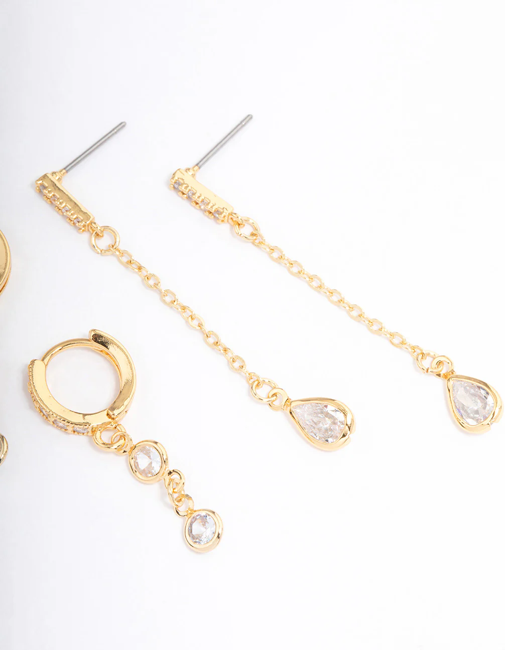 Gold Plated Round & Pearl Cubic Zirconia Earrings Pack - Image 3