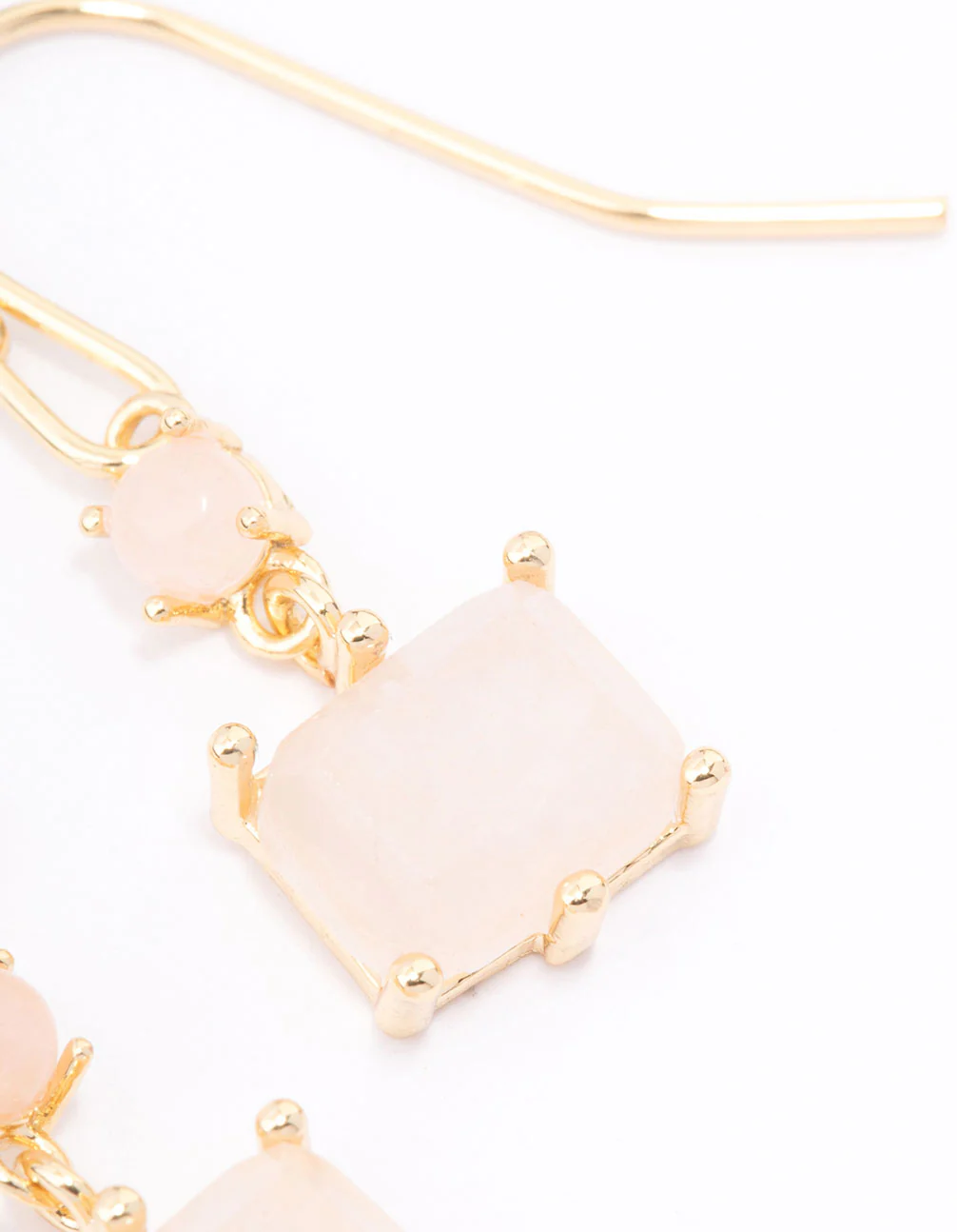Gold Plated Round & Square Semi-Precious Drop Earrings - Image 3
