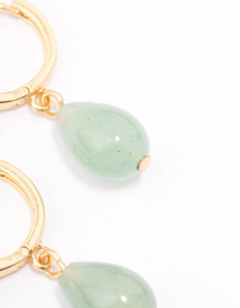 Gold Plated Semi-Precious Drop Diamante Huggie Earrings - Image 3