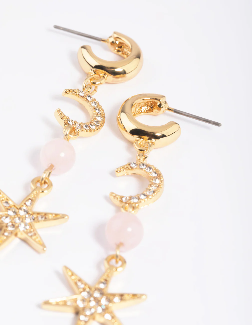 Gold Plated Semi-Precious Celestial Drop Earrings - Image 3
