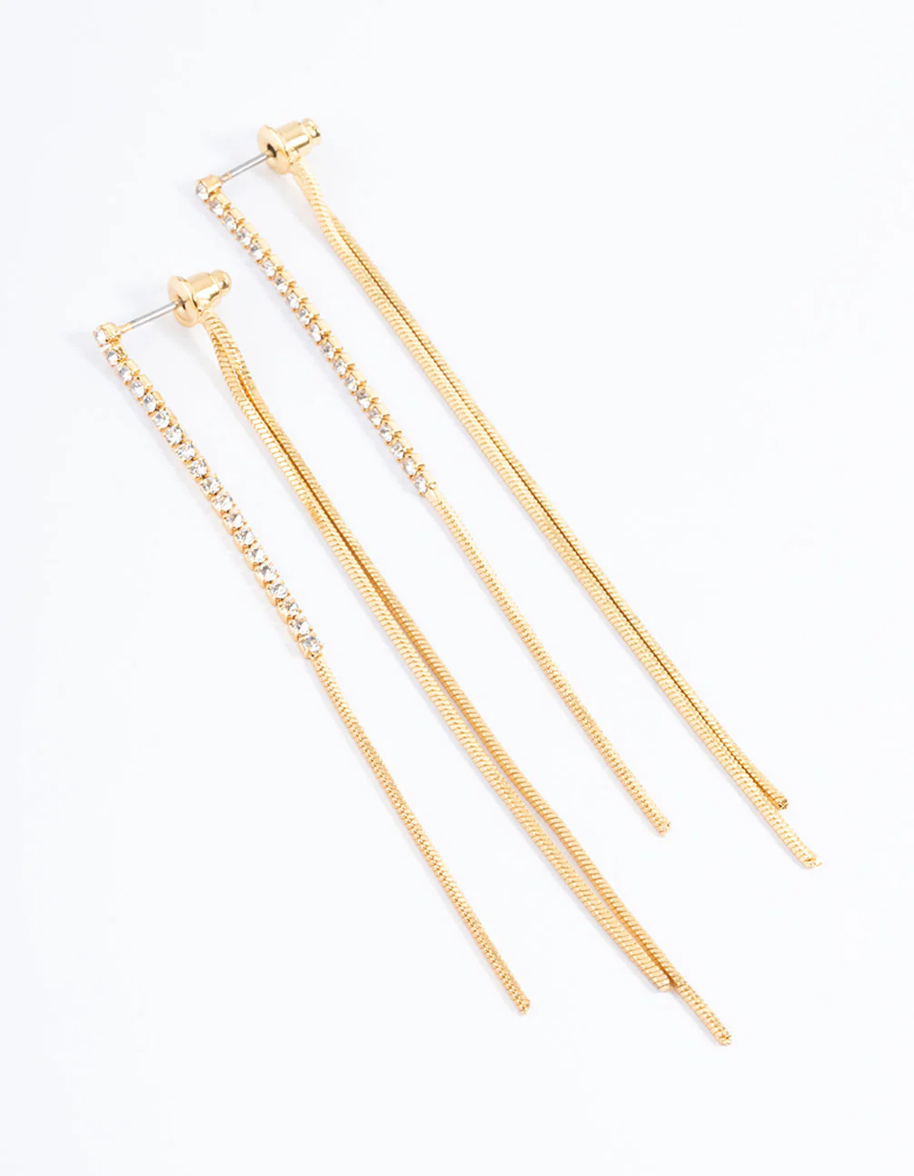 Gold Plated Diamante Front & Back Sandwich Earrings