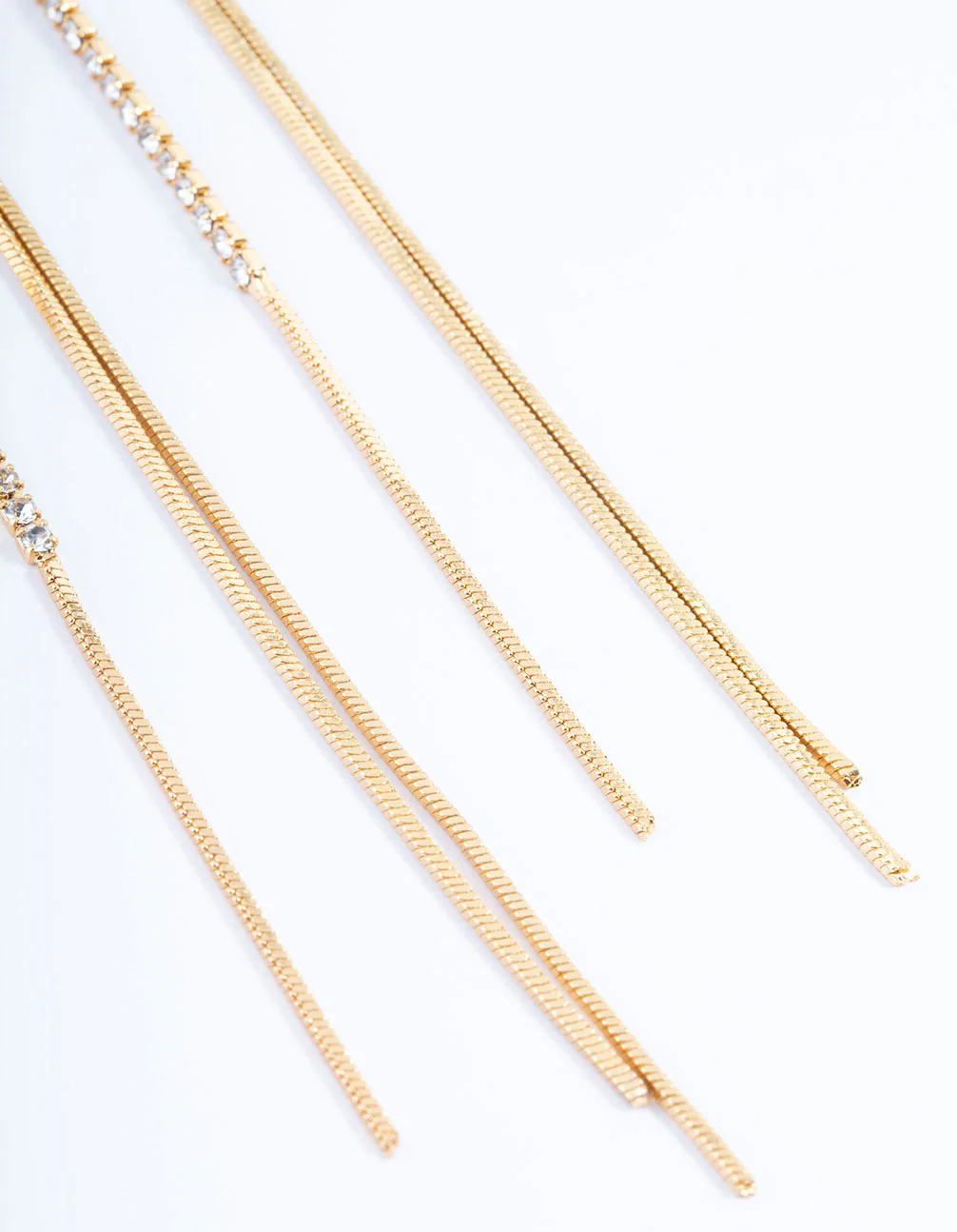 Gold Plated Diamante Front & Back Sandwich Earrings - Image 3