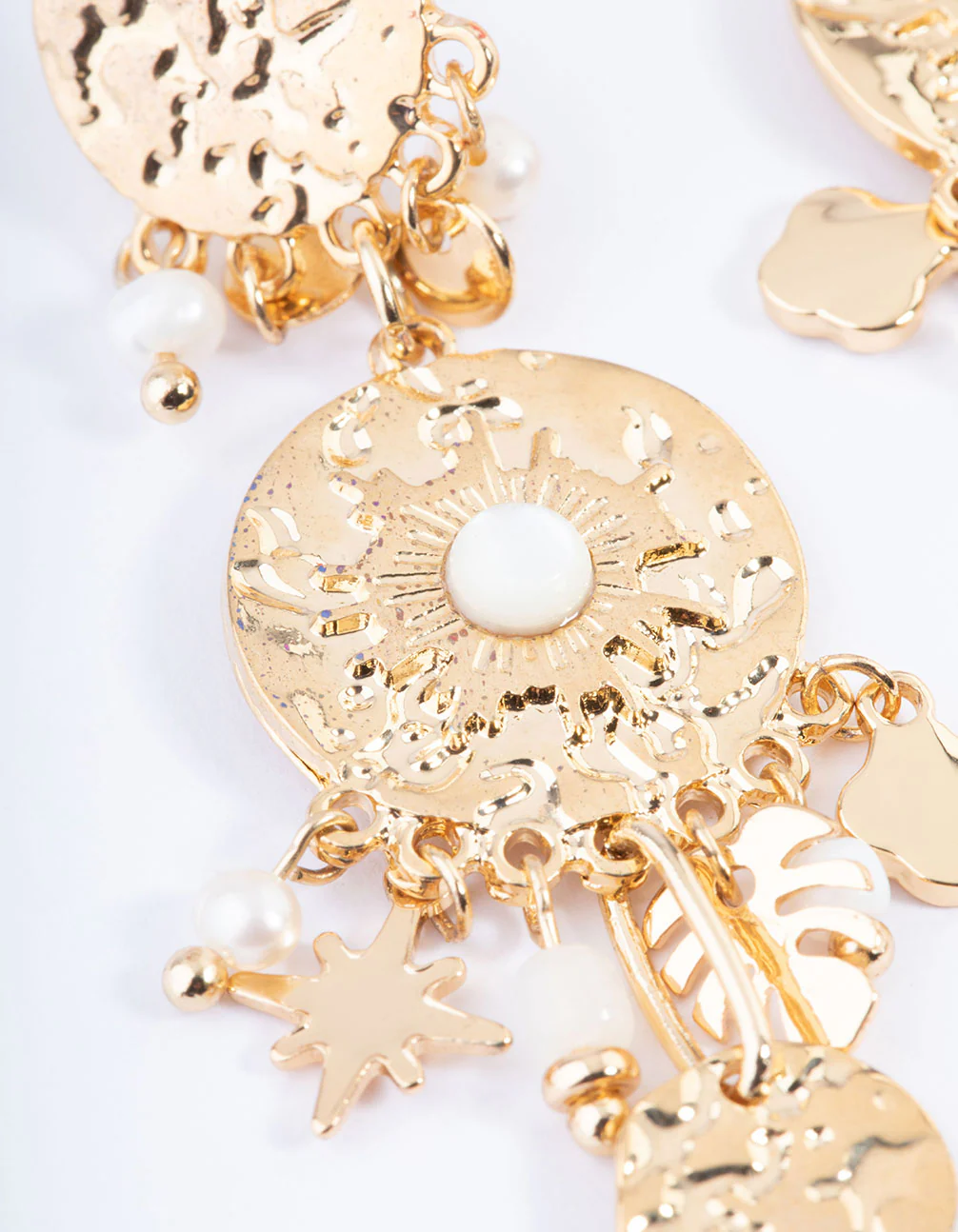 Gold Plated Statement Boho Freshwater Pearl Earrings - Image 2