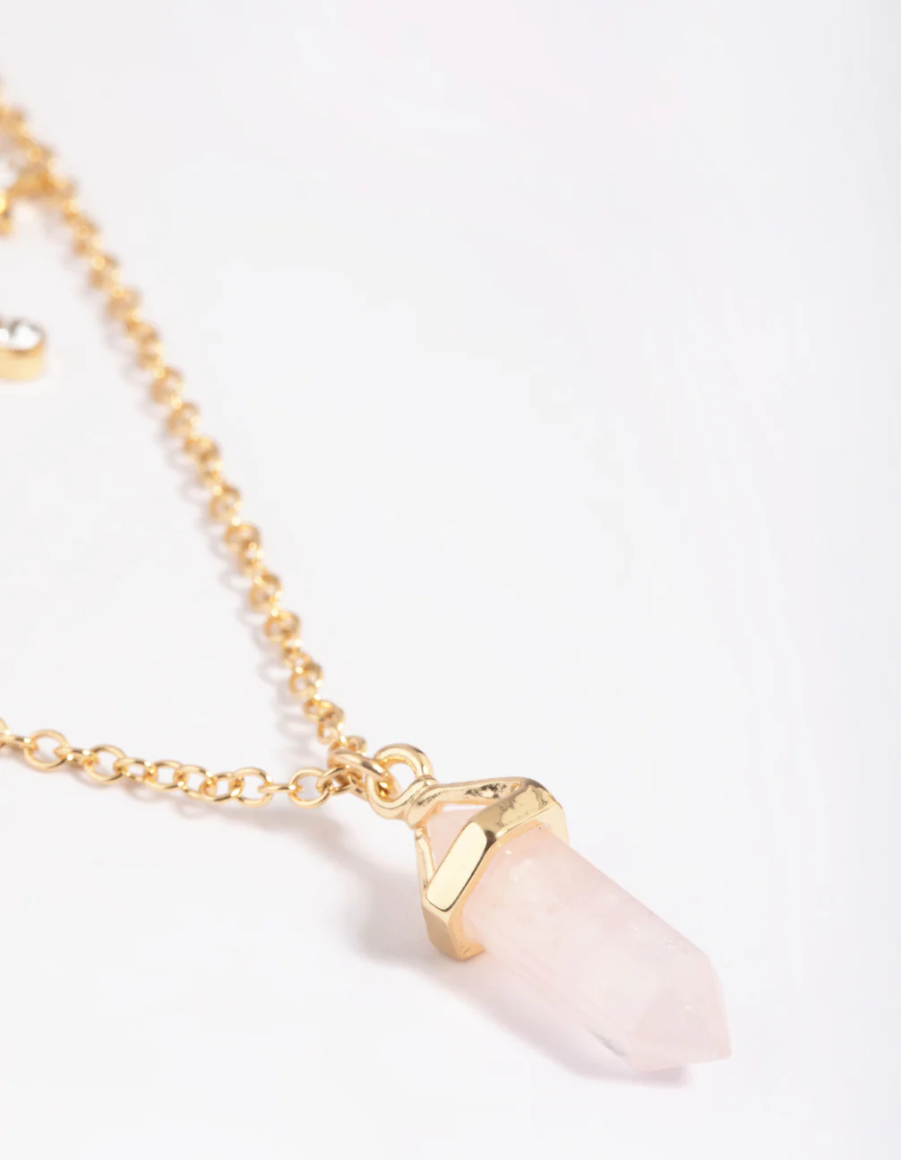 Gold Plated Star & Rose Quartz Layered Necklace - Image 4