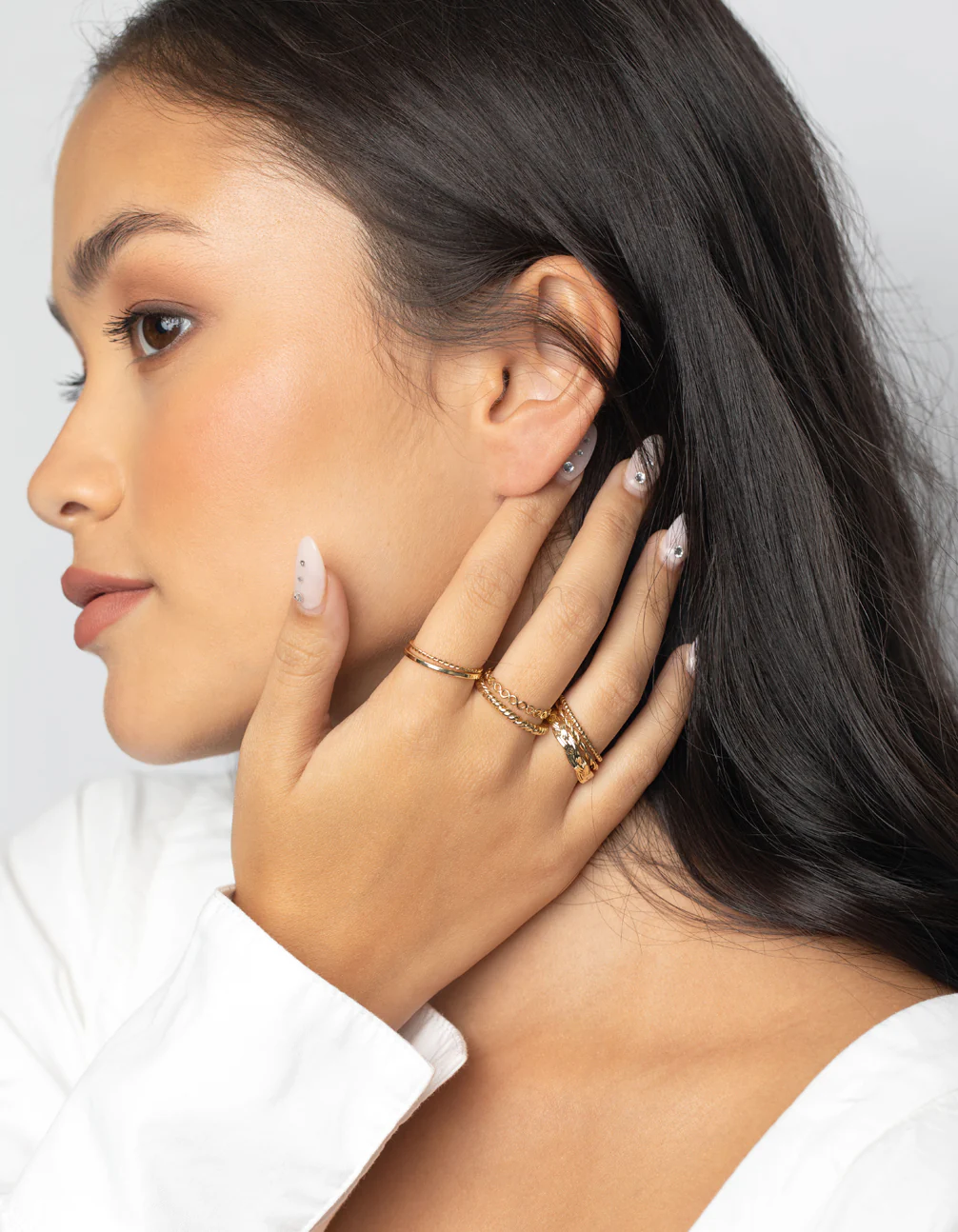 Gold Plated Twisted Band Ring Stack Pack - Image 2