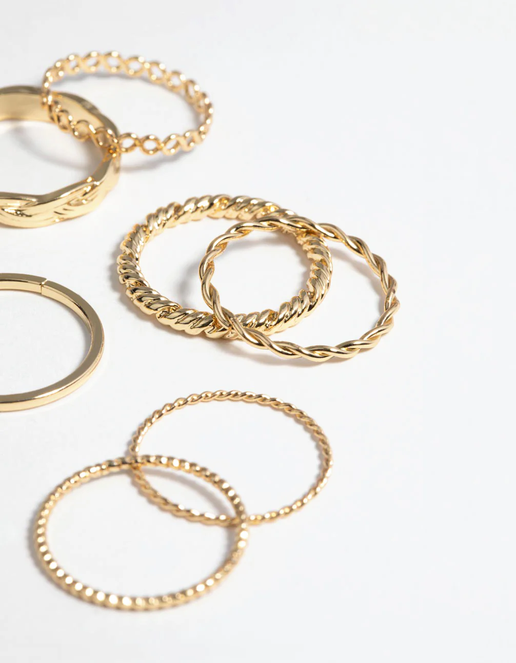 Gold Plated Twisted Band Ring Stack Pack - Image 3