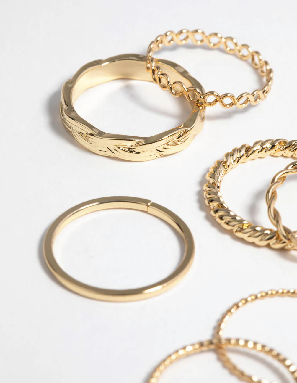 Gold Plated Twisted Band Ring Stack Pack - Image 4