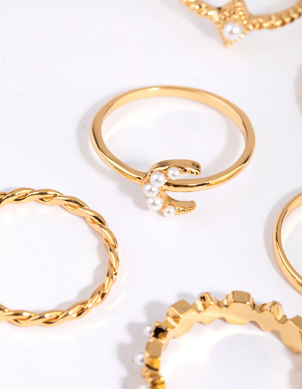 Gold Plated Vintage Ring 6-Pack with Freshwater Pearls - Image 3