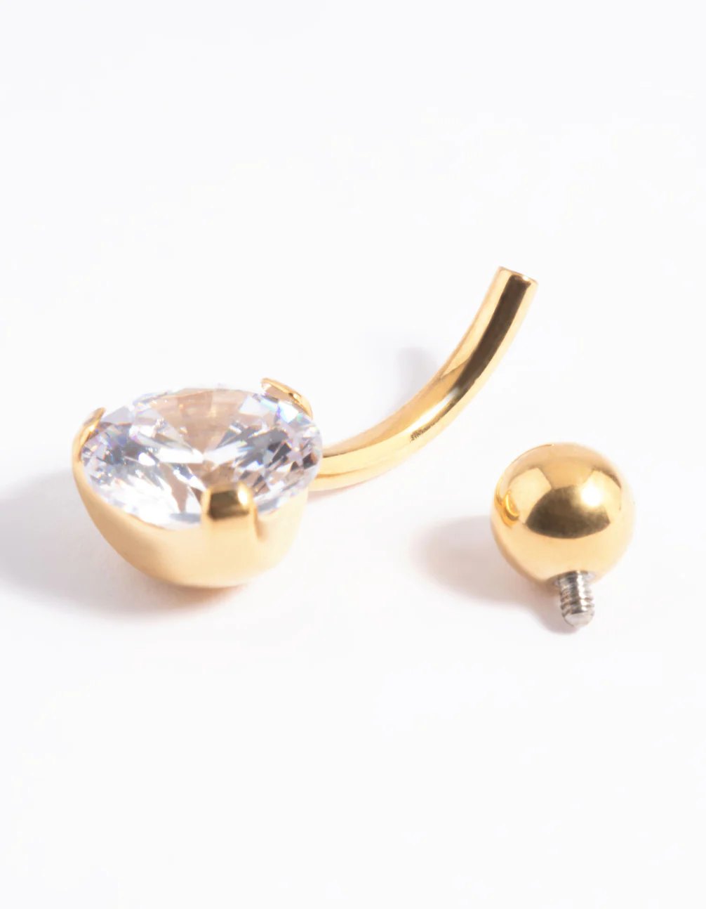 Gold Plated Surgical Steel Diamante Belly Bar - Image 3
