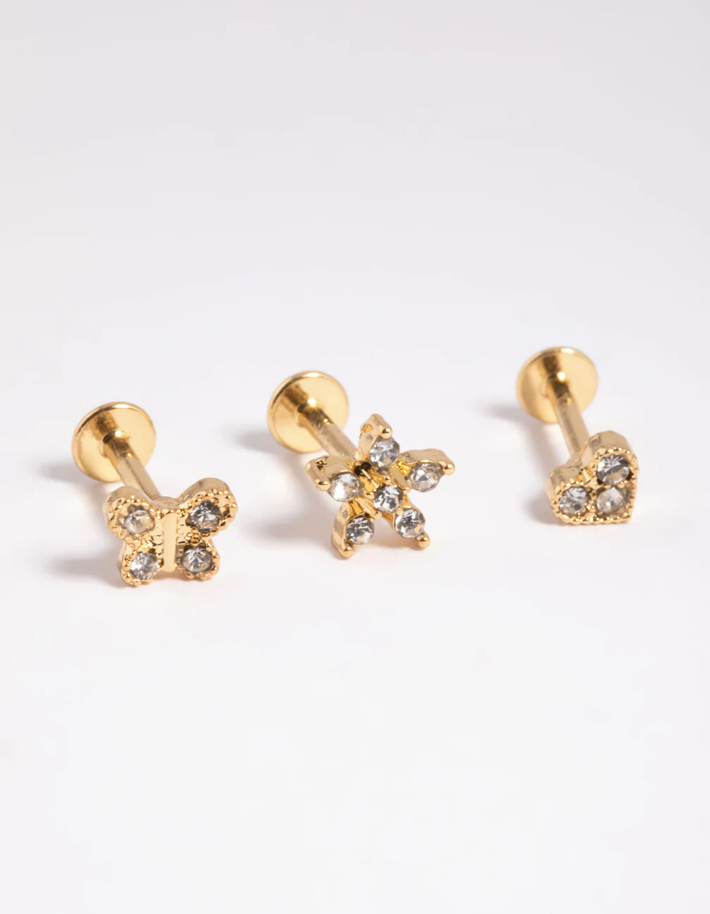 Gold Plated Surgical Steel Heart Butterfly Flat Back Pack - Image 2