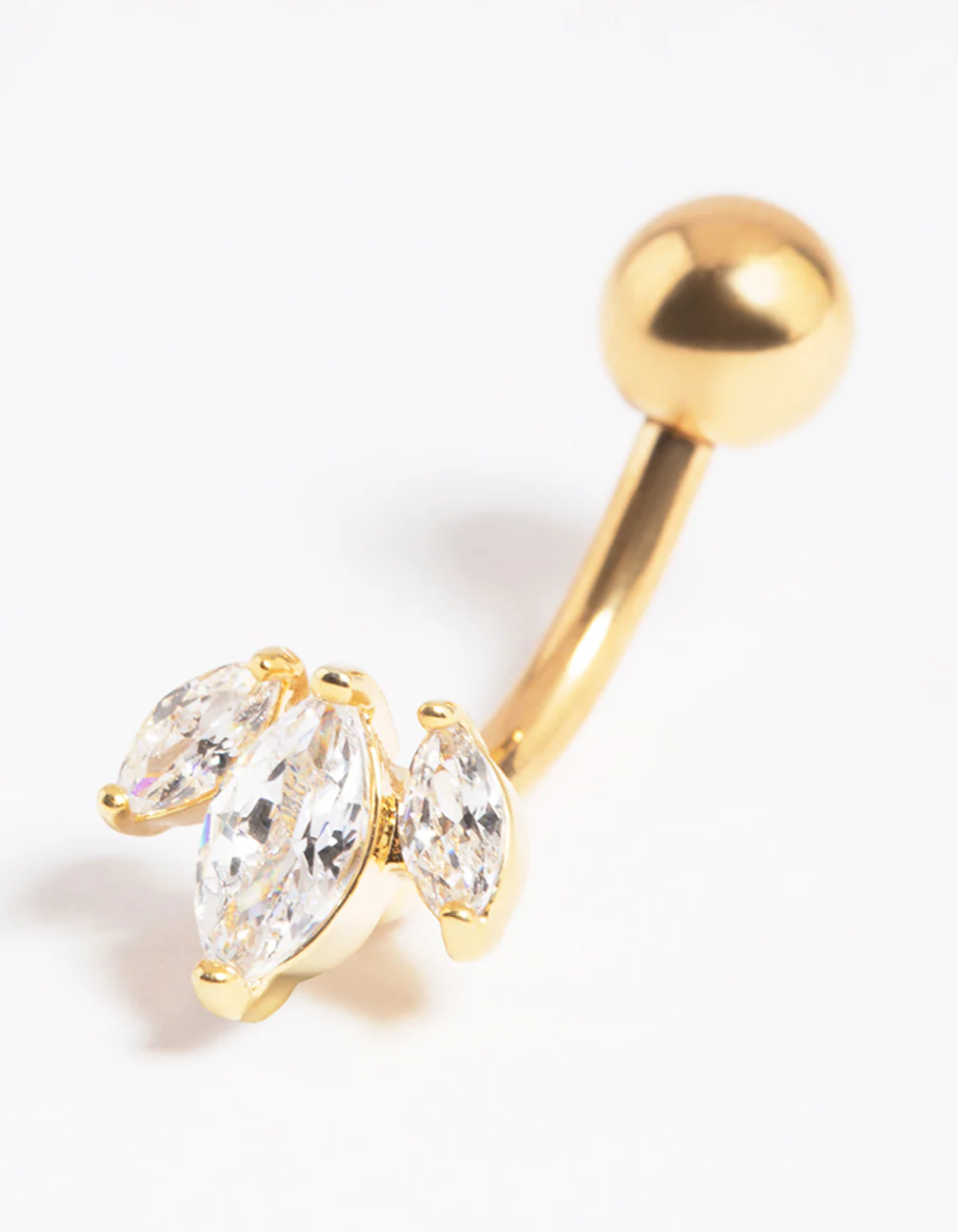 Gold Plated Surgical Steel Diamante Marquise Belly Bar - Image 2