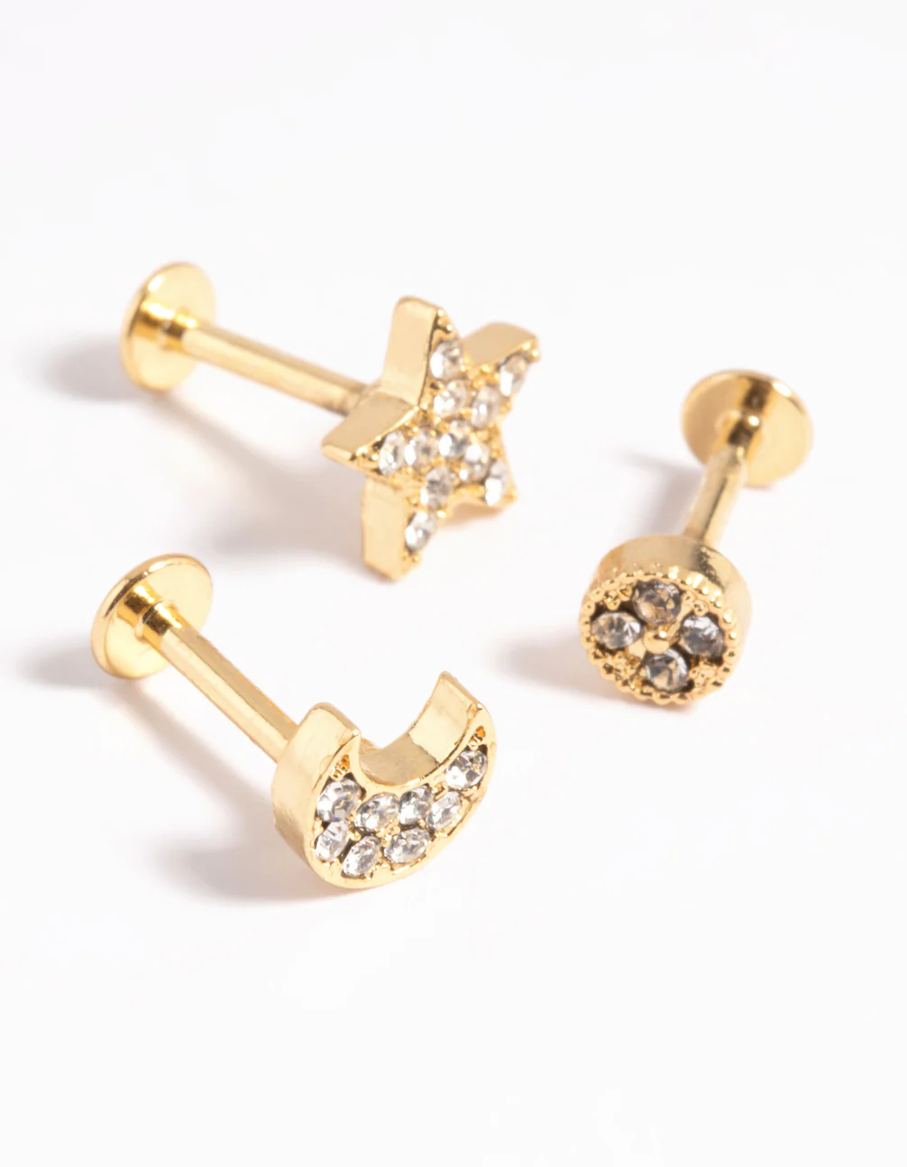 Gold Plated Surgical Steel Star & Moon Flat Back Pack - Image 2