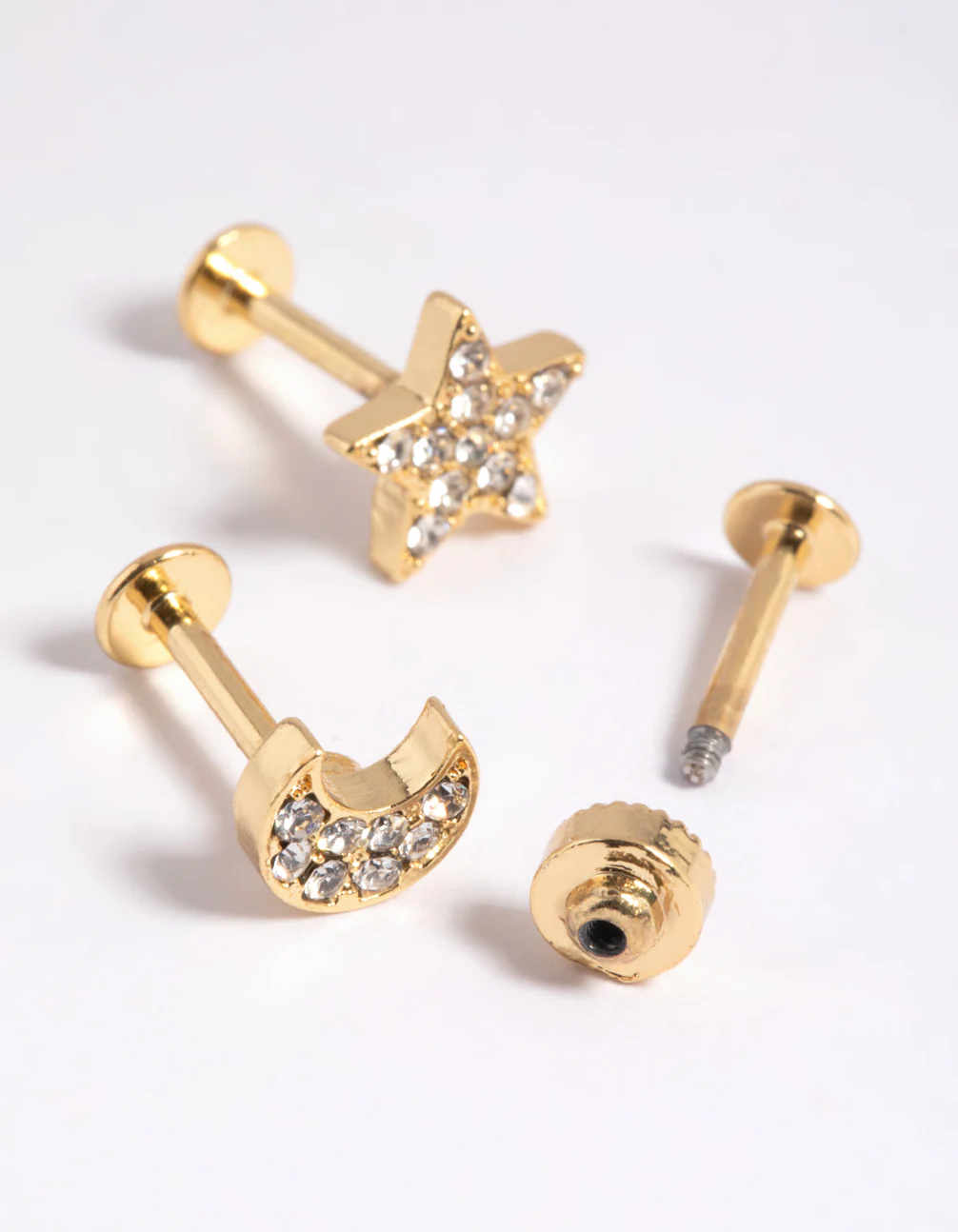 Gold Plated Surgical Steel Star & Moon Flat Back Pack - Image 3