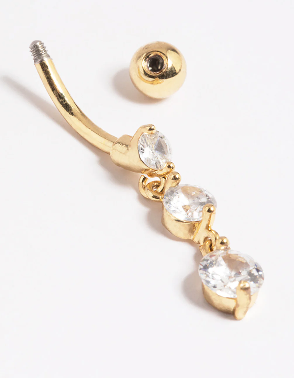 Gold Plated Surgical Steel Diamante Statement Belly Bar - Image 3