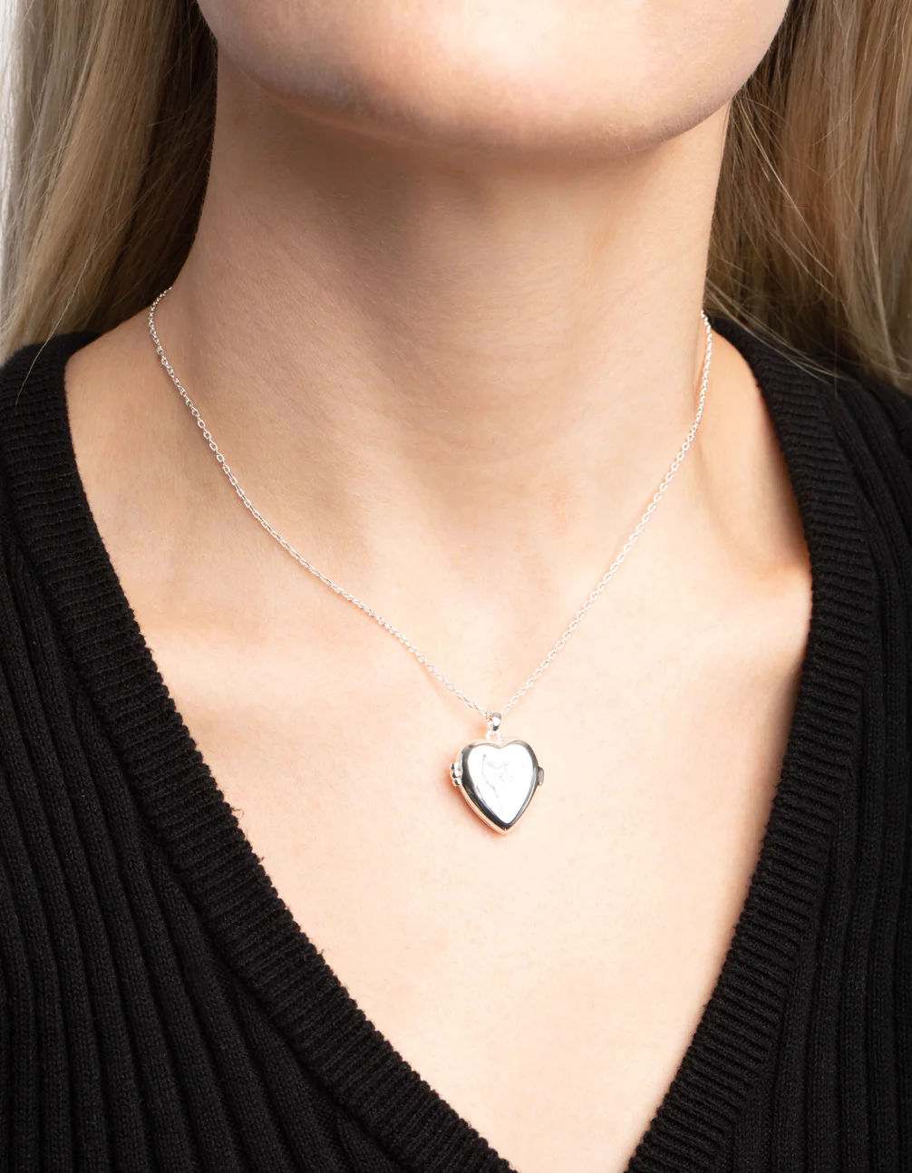 Silver Plated Cubic Zirconia Heart Locket Necklace - Image 2