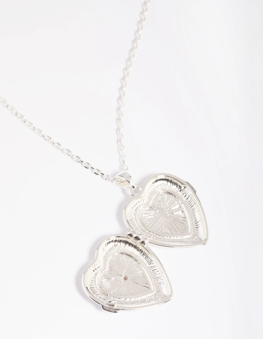 Silver Plated Cubic Zirconia Heart Locket Necklace - Image 4