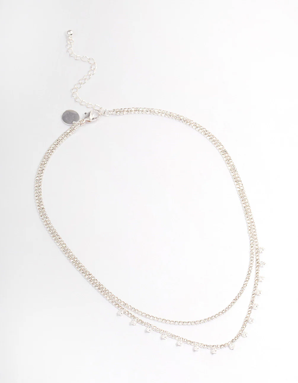 Silver Plated Diamante Double Layer Choker - Image 2