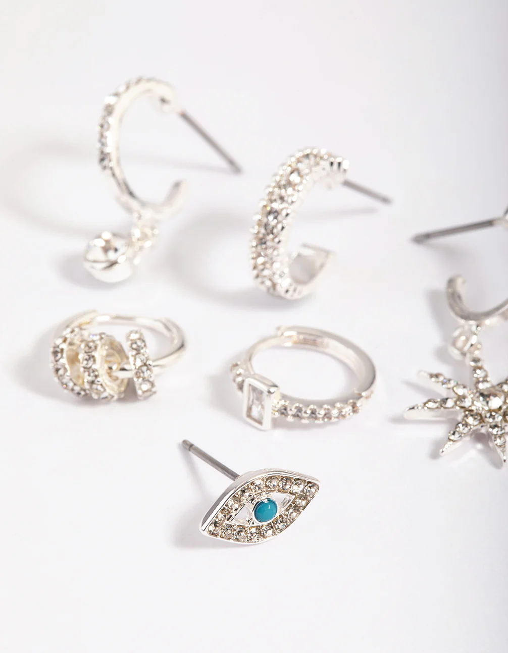 SIlver Plated Evil Eye & Star Earring Stack Pack - Image 3