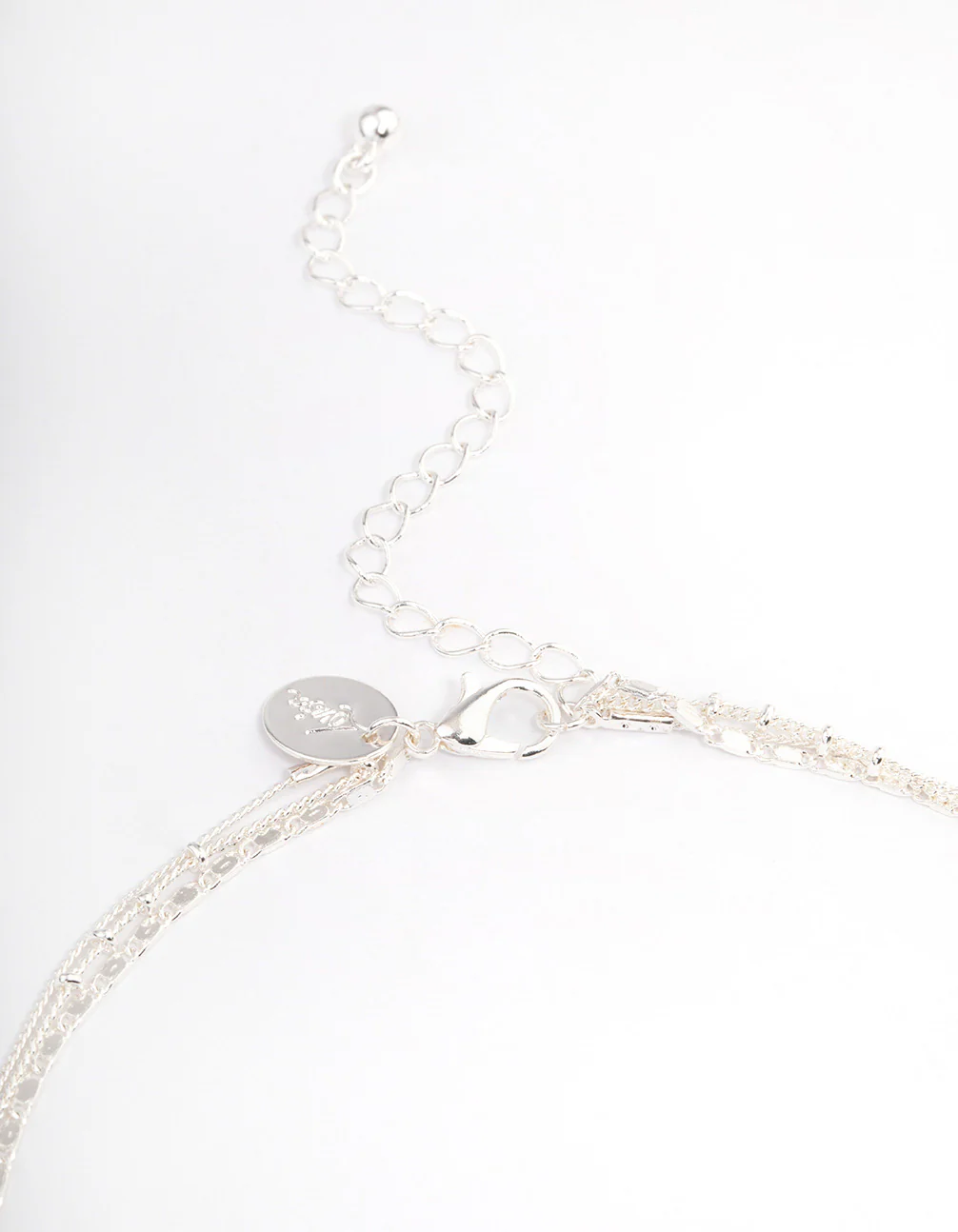 Silver Plated Fine Triple Layered Beaded Disc Necklace - Image 3