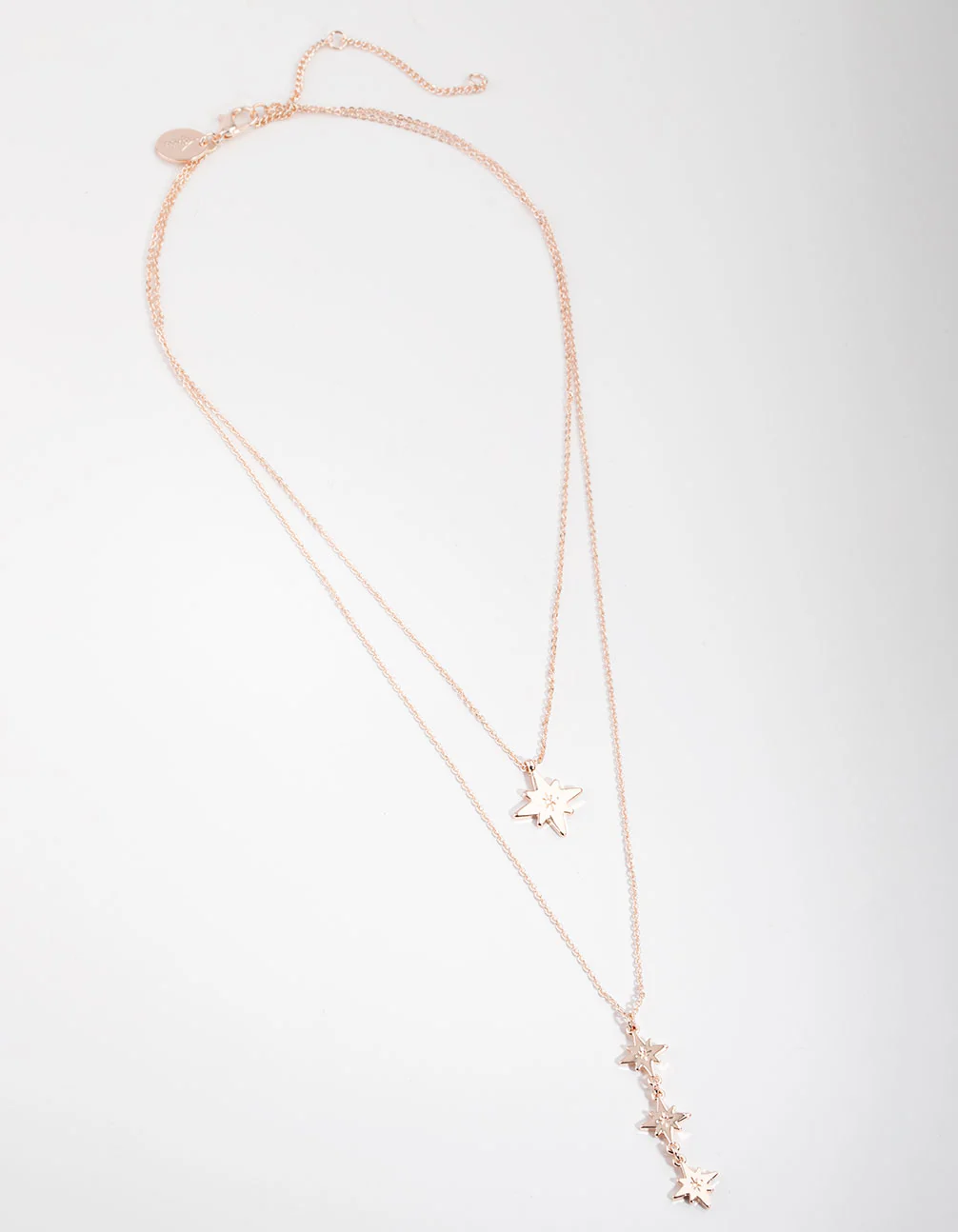 Rose Gold Plated Triple Star Drop Necklace - Image 2