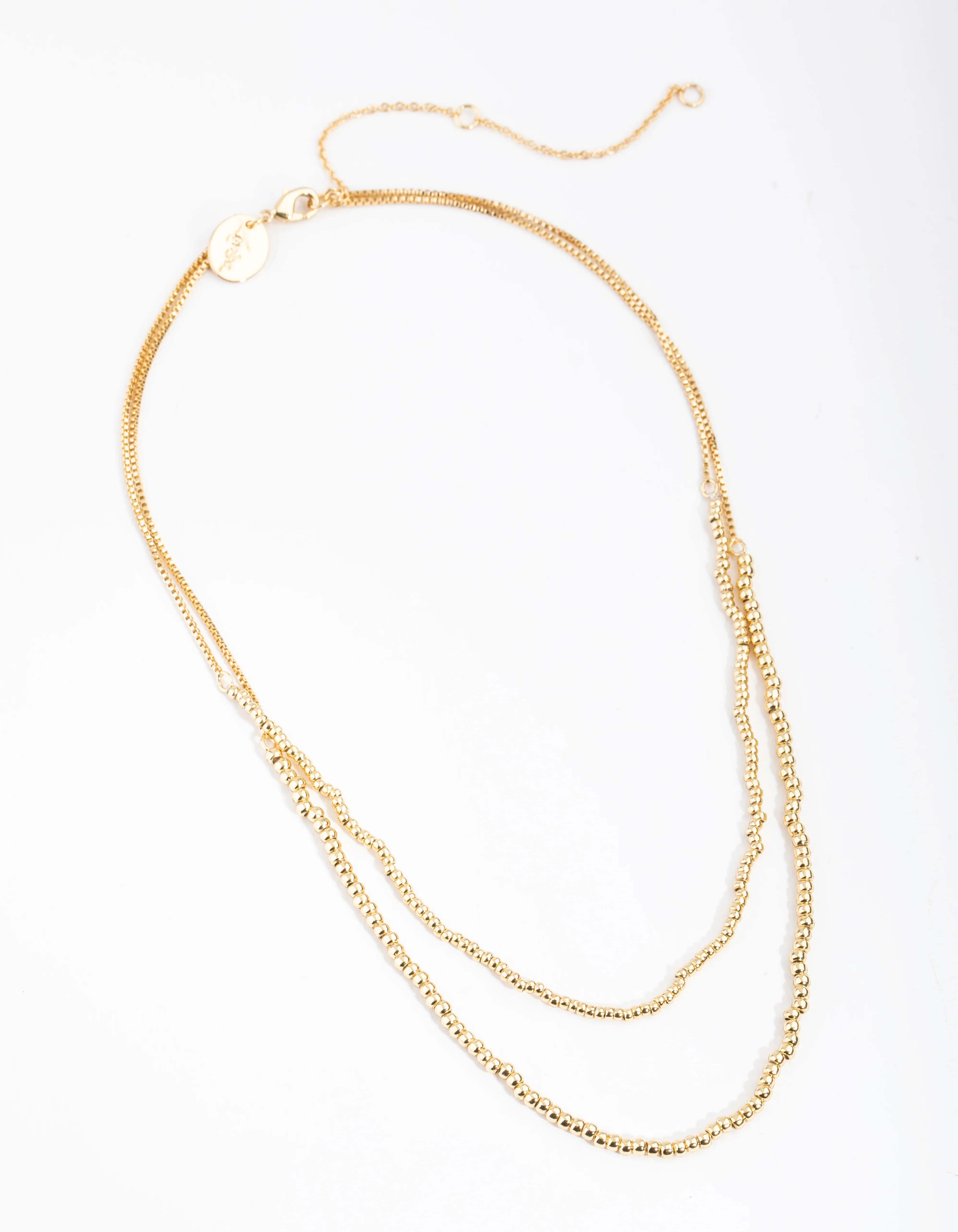 Gold Plated Double Bead Necklace - Image 2