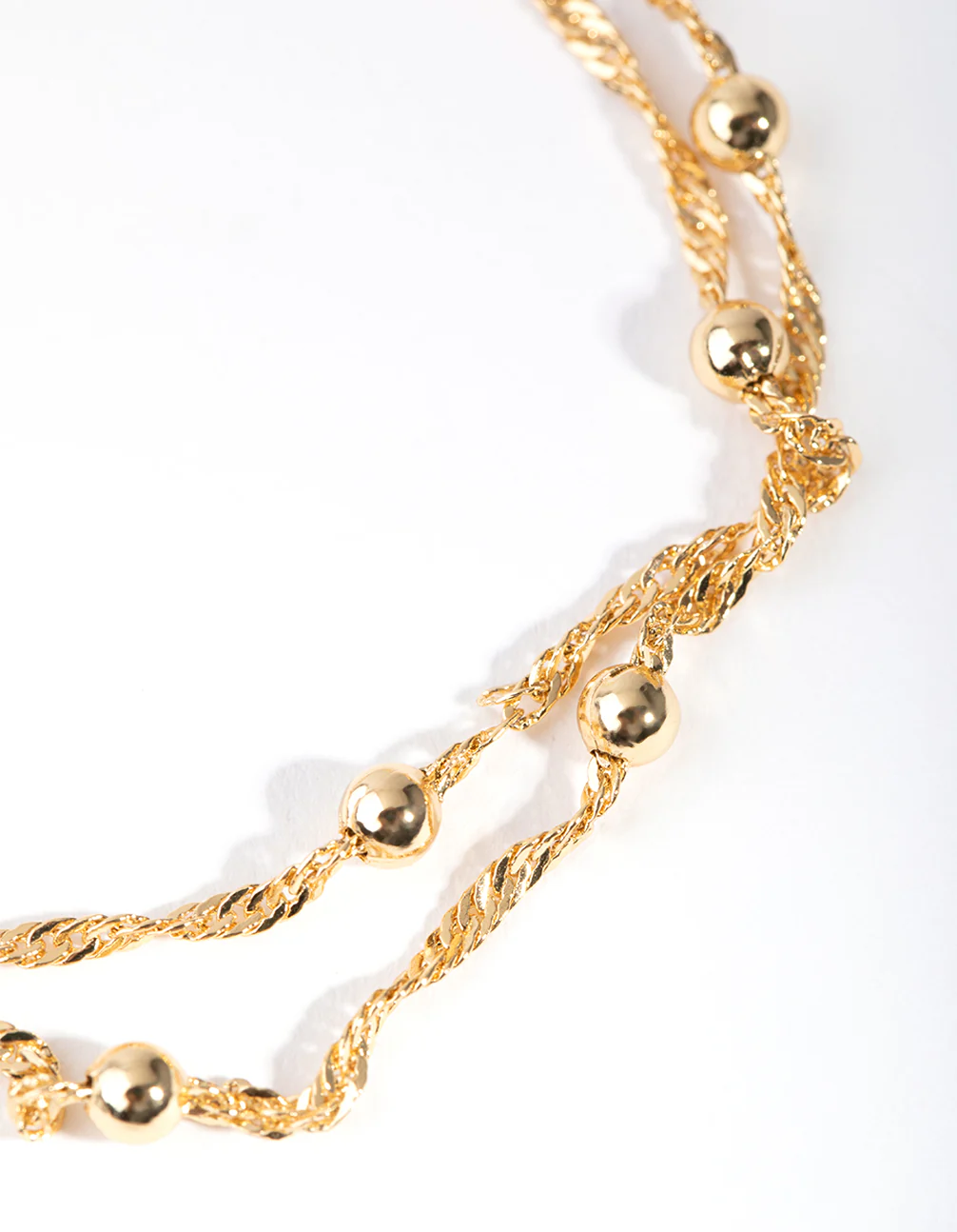 Gold Plated Double Chain & Ball Bracelet - Image 2
