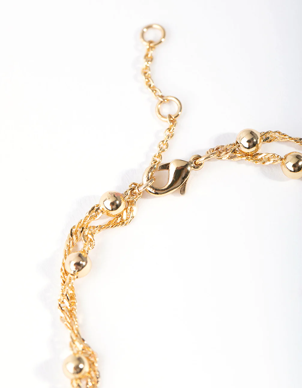 Gold Plated Double Chain & Ball Bracelet - Image 3