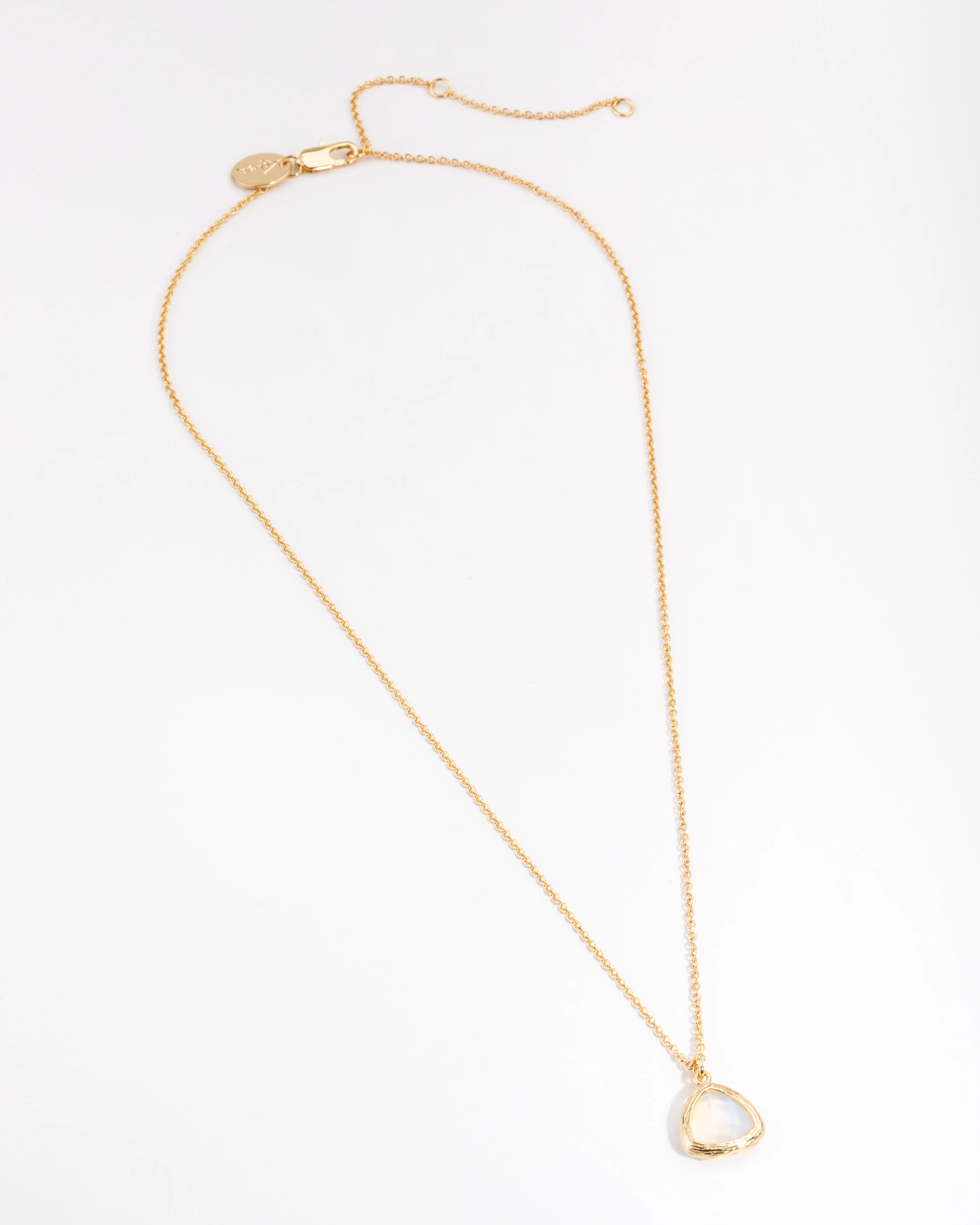 Gold Plated Round Semi Precious Pendant Necklace - Image 2