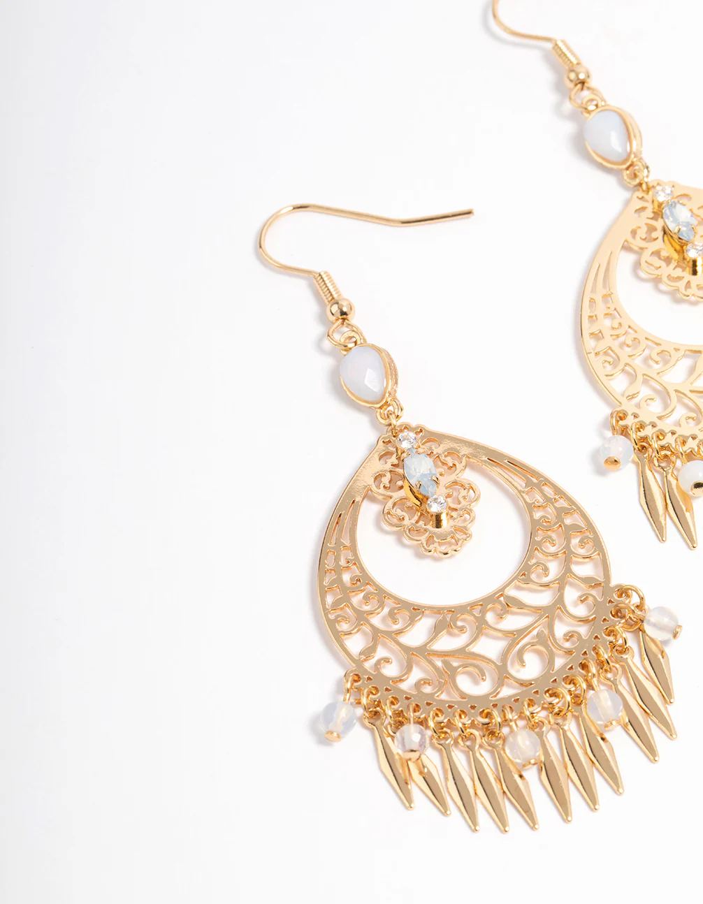 Gold Plated Boho Tassel Drop Earrings - Image 2