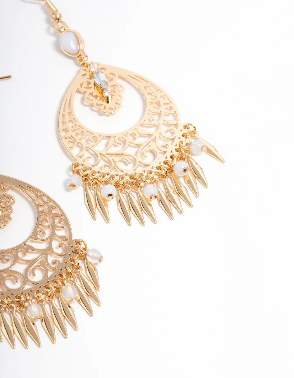 Gold Plated Boho Tassel Drop Earrings - Image 3