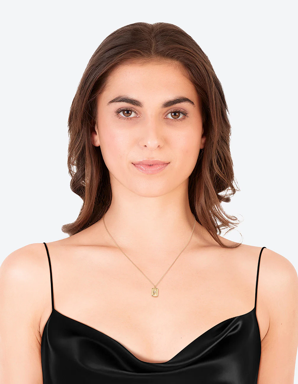Gold Plated Diamante Rectangle Necklace - Image 3