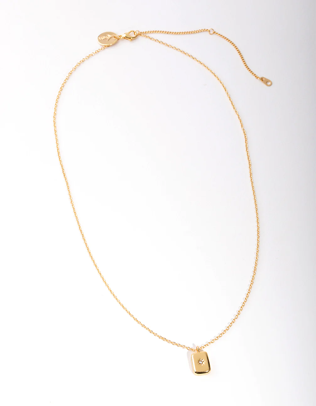 Gold Plated Diamante Rectangle Necklace - Image 4