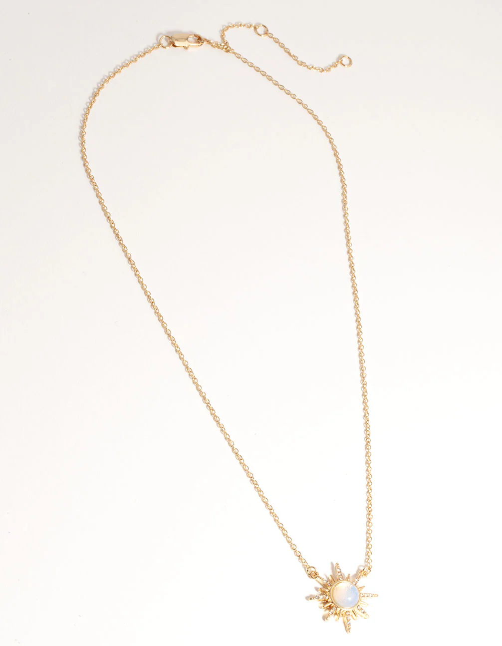 Gold Plated Diamante & Moonstone Sun Necklace - Image 2