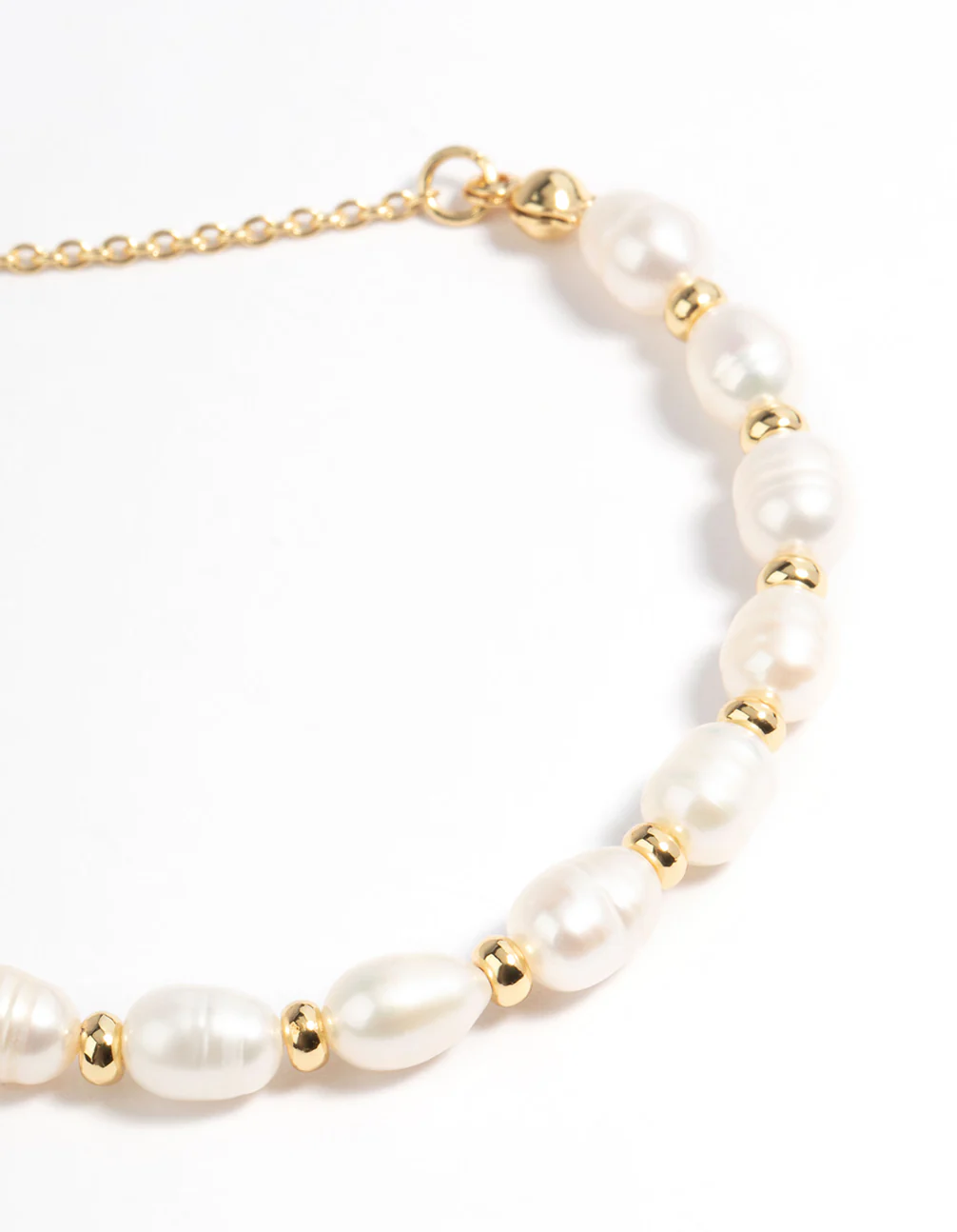 Gold Plated Freshwater Pearl Chain Toggle Bracelet - Image 2
