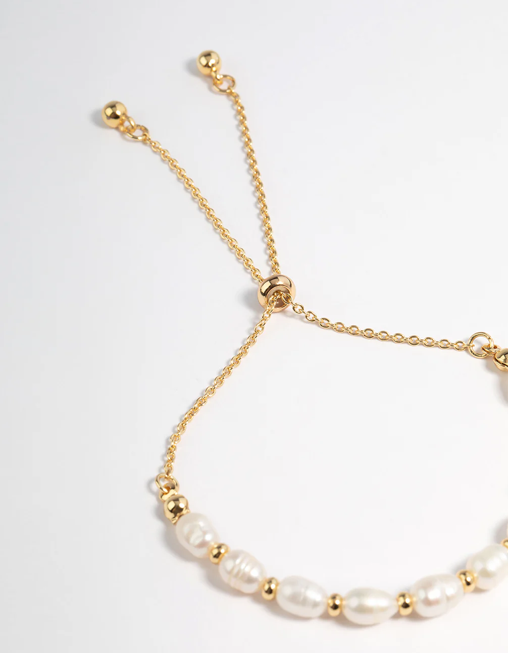 Gold Plated Freshwater Pearl Chain Toggle Bracelet - Image 3