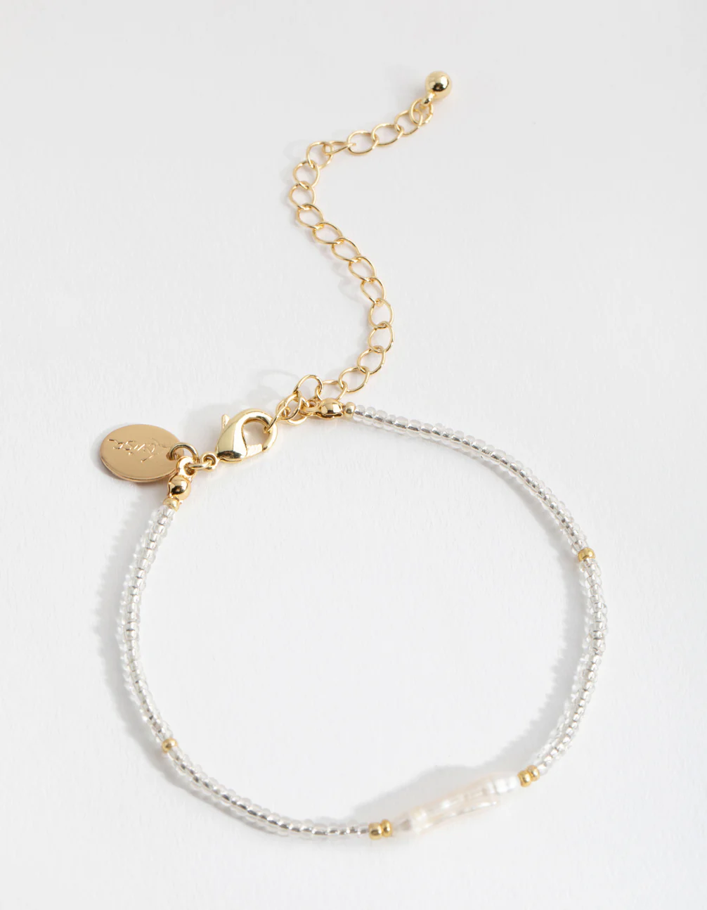 Gold Plated Freshwater Pearl & Seed Bead Bracelet - Image 2