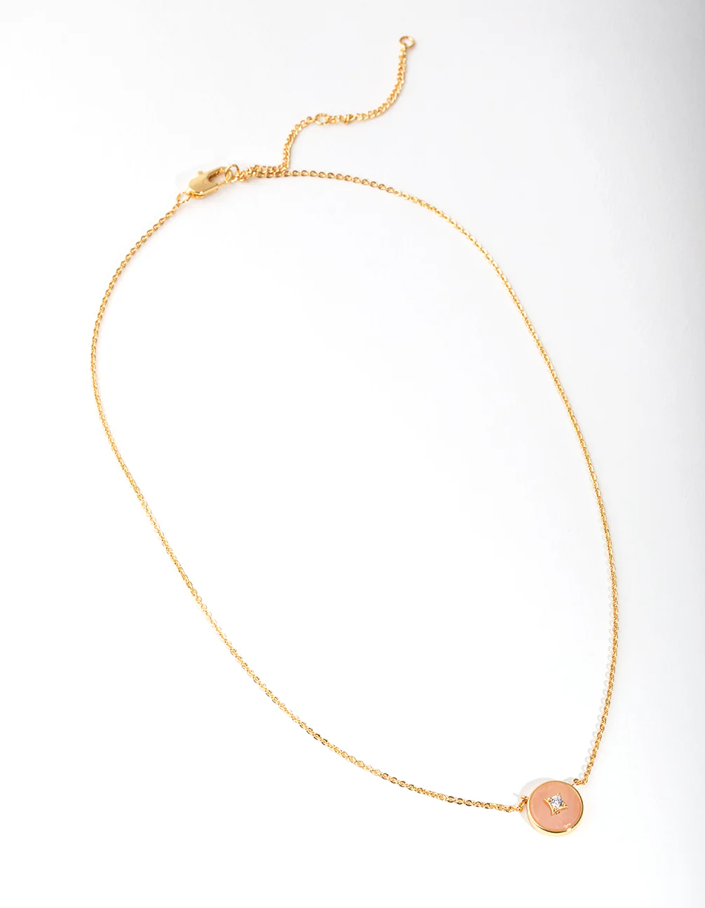 Gold Plated Semi-Precious Diamante Circle Necklace - Image 2