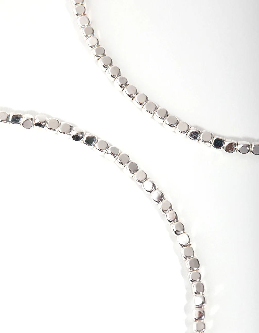 Silver Plated Bead Hoop Earrings - Image 2